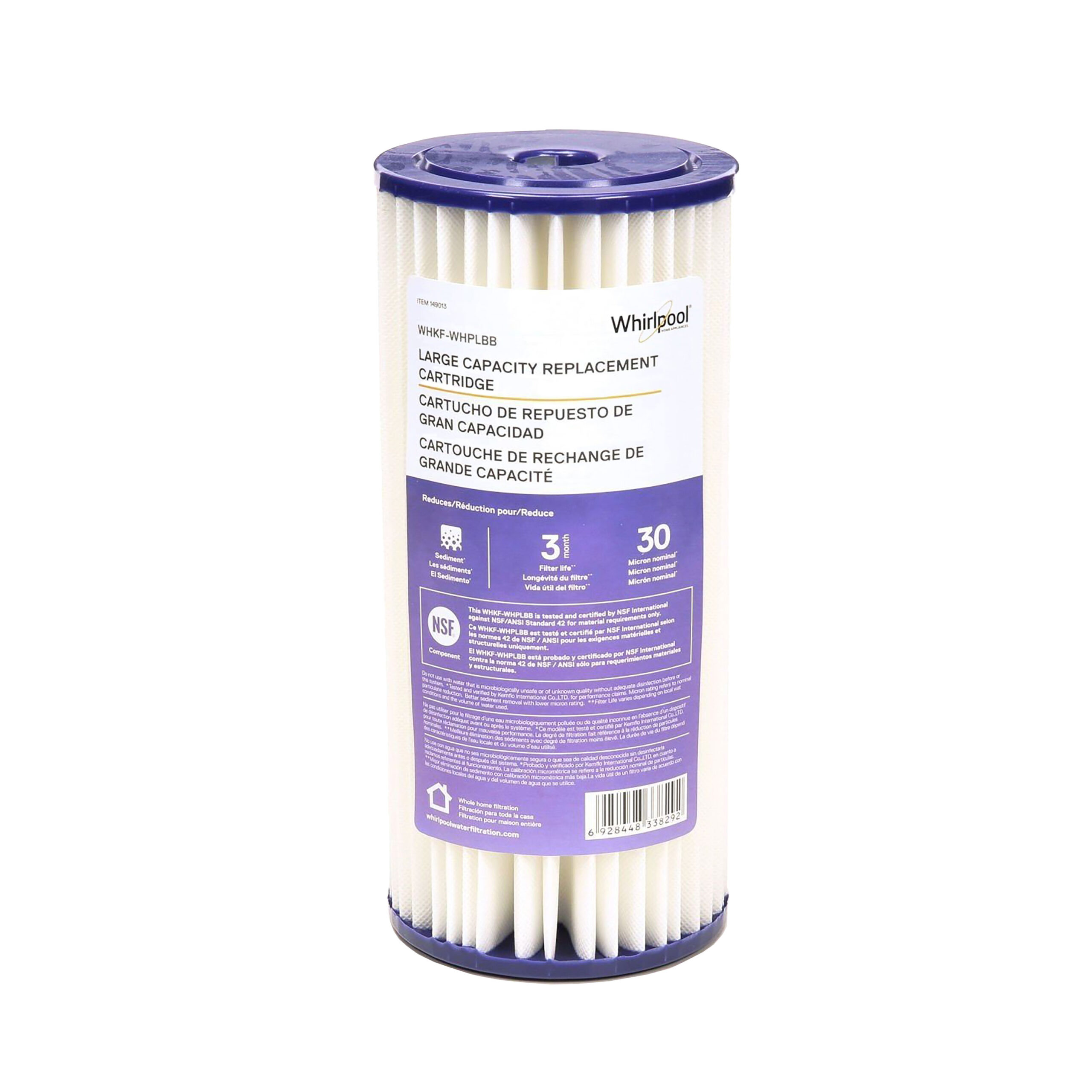 Whole Capacity Filtration Water Whirlpool® Pleated - -1 Filter Home Large pk Whirlpool WHKF-WHPLBB
